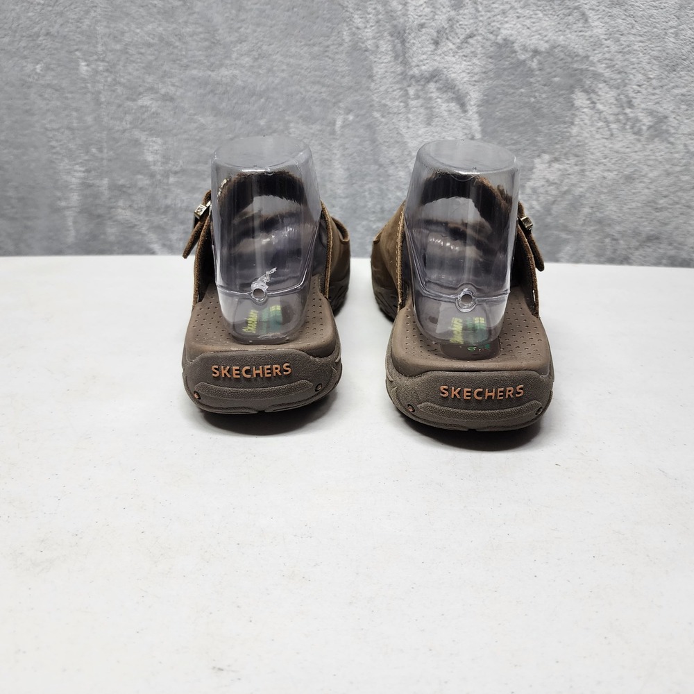 Skechers Slide Sandals Womens Size 9 Brown Leather Double Strap Reggae Jammin - Picture 13 of 13